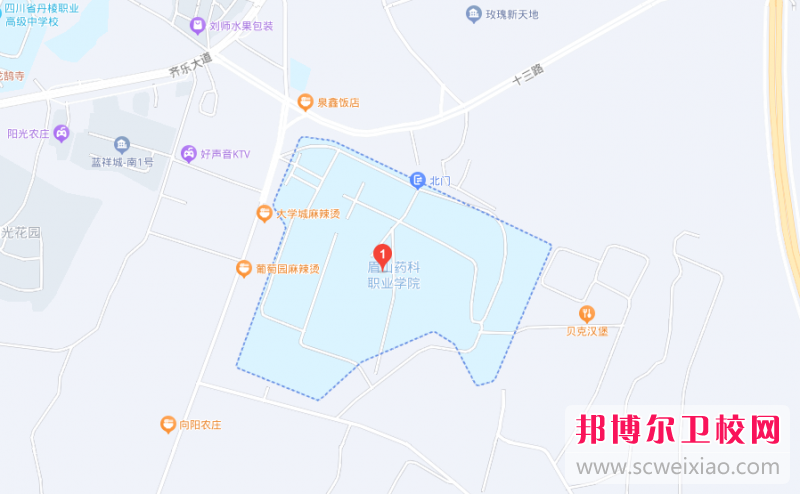 眉山藥科職業學院地址在哪里，哪個地區，哪個城市?