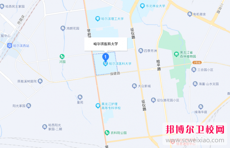 哈爾濱醫科大學地址在哪里，哪個地區，哪個城市?